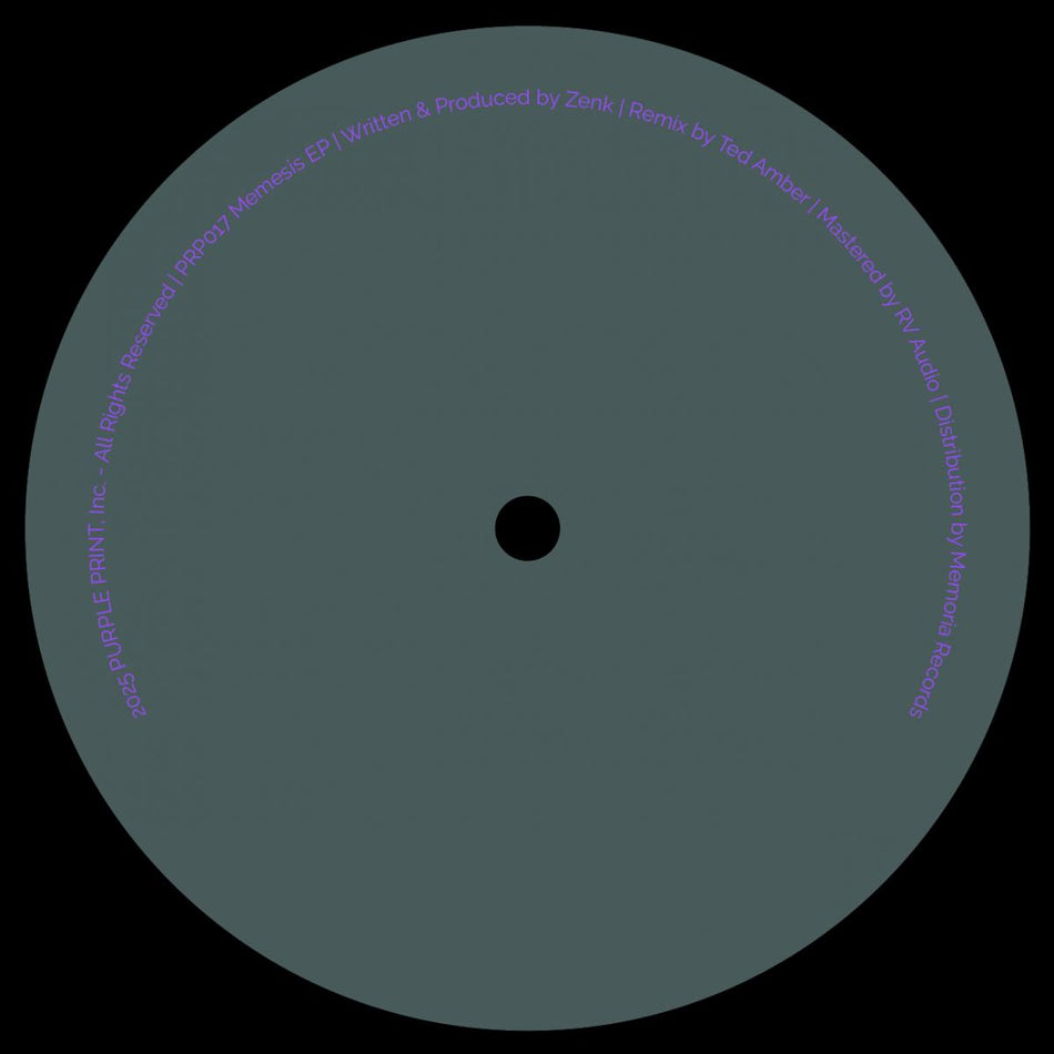 Zenk & Ted Amber - Memesis EP incl Ted Amber Remix [vinyl only]